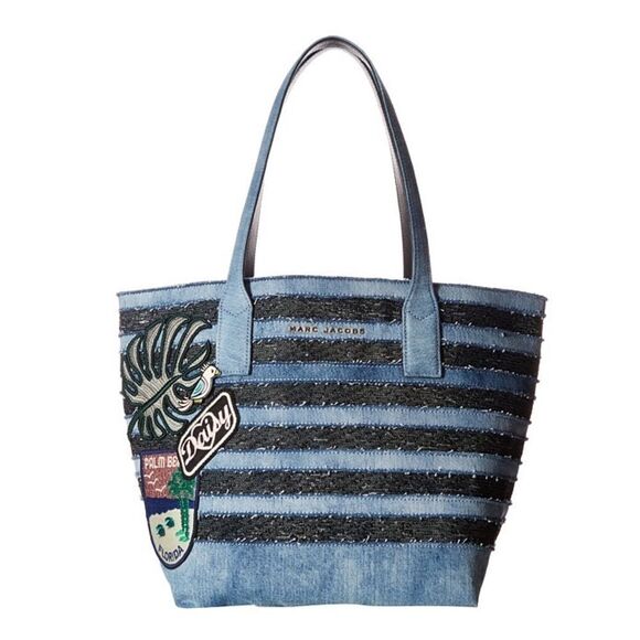 MARC JACOBS Blue Sequined Printed Tote Handbag Purse $600 - Picture 1 of 3